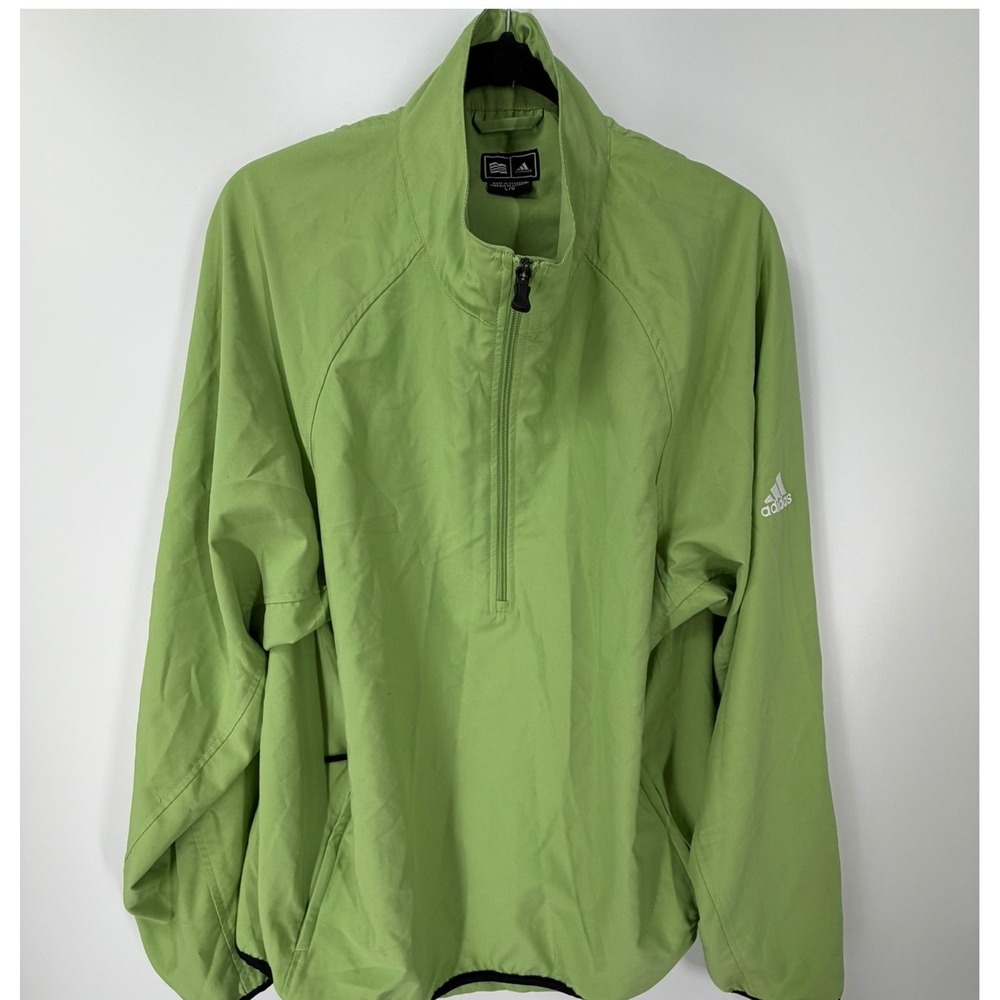 Adidas Mens ClimaProof Wind Quarter Zip Windbreaker Jacket Lime Green Large - Picture 3 of 11